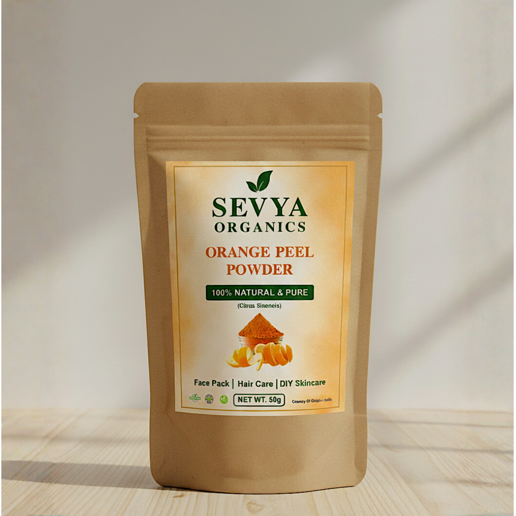 Sevya Organics 100% Pure & Organic Orange Peel Powder | Santra Chilka Powder for Face Pack, Skin Brightening, Tan Removal & Glowing Skin – 50g